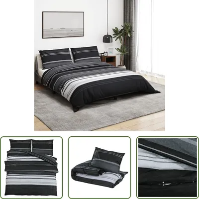 Produktbild von The Living Store Bettwäsche-Set Schwarz und Weiß 260x240 cm Baumwolle