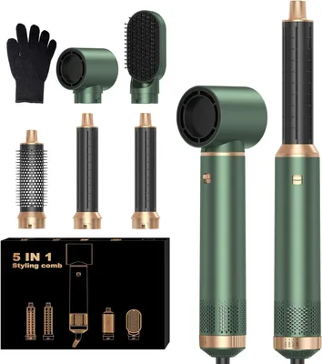 Produktbild von 5 in 1 Haarstyler Airstyler mit Föhn, Luft Lockenstab, Glättbürste und Warmluftbürste, Ionen Technologie, 3 Temperaturstufen für Locken Volumen