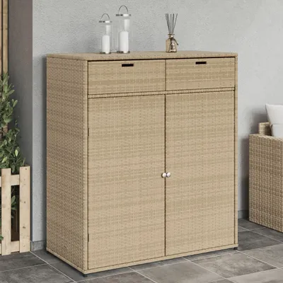 Obrázek produktu pro Zahradní úložná skříň polyratan Béžová / 105 x 55 x 113 cm