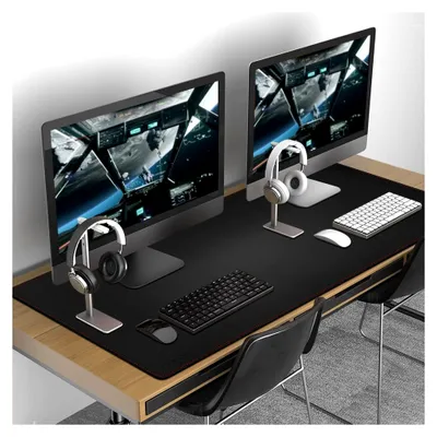 Produktbild von Schreibtischunterlage 140 x 60 cm (Schwarz) - Kunstleder Tischmatte mit rutschfester Unterseite für Homeoffice und Büro