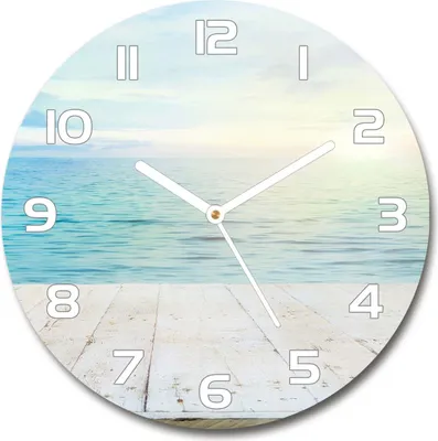 Produktbild von Wanduhr aus Glas 30fi Glasbild Glasuhr Gehärtetes Glas - weisse-zeiger - Sea