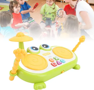 Immagine prodotto di Set di batteria giocattolo per bambini, musica per neonati, strumento educativo per bambini piccoli con bacchette