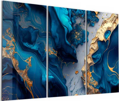 Produktbild von DEQORI Glasbild Echtglas 3x50x100 cm 'Goldene Tiefen' Wandbilder XXL groß