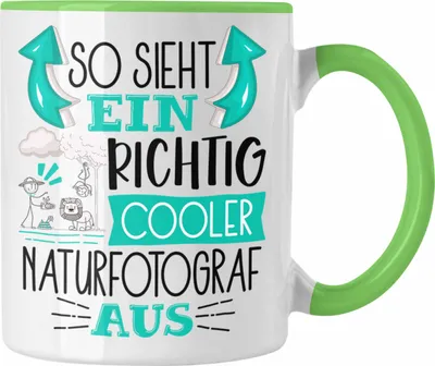 Produktbild von Trendation - So Sieht Ein Richtig Cooler Naturfotograf Aus Tasse Geschenk für Naturfotograf Geburtstag Geschenkdiee (Grün)