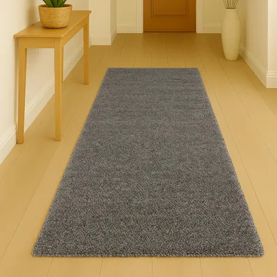Produktbild von Weicher Shaggy Teppich in Grau – pflegeleichter Hochflor Teppich für alle Wohnräume Größe - 80 x 150 cm