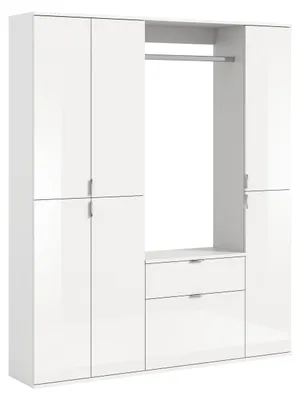 Systemmöbel-Set 4-teilig, 152x34x193 cm, weiß hochglanz, Kleiderschrank
