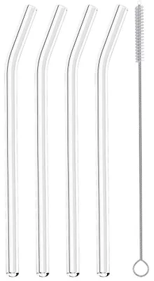 Image de Metaltex 253186000 : Pailles en verre courbées, lot de 4, avec brosse de nettoyage / Paille