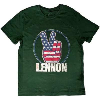 Produktbild von John Lennon Peace Fingers US Flag Green XL T-Shirt