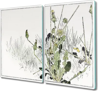 Produktbild von Coloray Hackbrett Kochplattenabdeckung Herdabdeckplatte 2x30x52 cm Schneidebrett Küchenbrett - Blumenblätter Blumen
