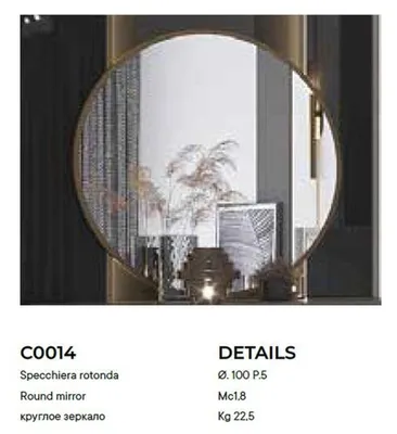 Produktbild von Designer Luxus Spiegel runder Wandspiegel Glasspiegel Schlafzimmerspiegel Neu