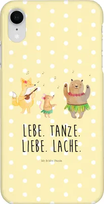 Produktbild von Mr. & Mrs. Panda Iphone XR Handyhülle Waldtiere Aloha - Gelb Pastell - Geschenk, Leben, Lustige Sprüche, Premium Kunststoff, Wald, Bär, Musik, Handy Case, Igel