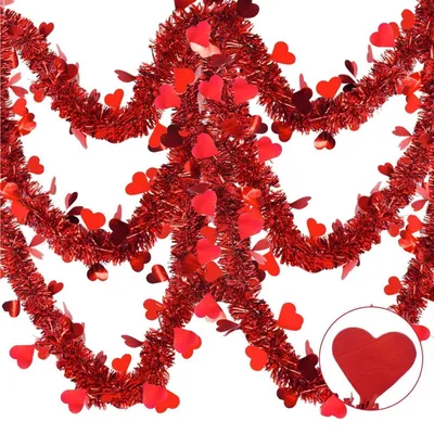 Produktbild von Herz Girlande Rot 15m Lametta Twist für Valentinstag Party Hochzeit Geburtstag Deko