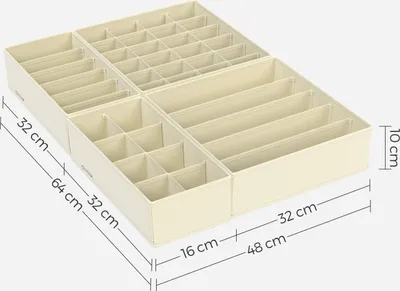 Produktbild von SONGMICS Unterwäsche-Organizer, Aufbewahrungsbox, 8er Set, faltbar, Beige