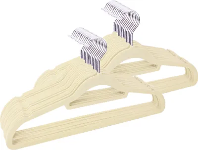 Obrázek produktu pro Sametové ramínko na kabáty, sada 50 ramínek, protiskluzové, malá tyč na kravaty, háček otočný o 360°, tloušťka 0,6 cm, délka 43,5 cm, na kabáty, kalhoty