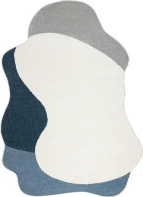 Image de Tapis FUSION 5710 blanc / bleu foncé Shape - Abstraction, moderne, abstrait, irrégulier bleu 200x290 cm