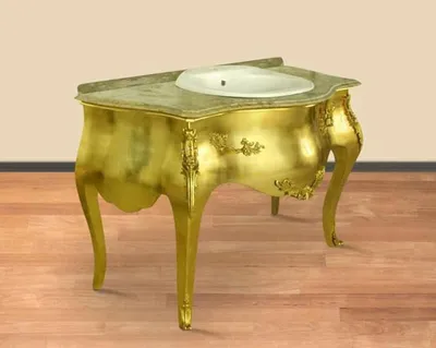 Produktbild von Casa Padrino Luxus Barock Waschtisch Gold mit cremefarbener Marmorplatte - Luxus Barock Badezimmermöbel
