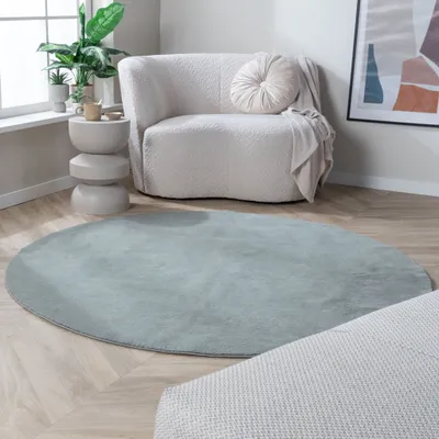 Produktbild von Waschbarer Teppich Rund - Vivid Grün - Ø 100cm - Klassik, Ländlich, Modern, Skandinavisch - Wohnzimmer, Esszimmer, Kinderzimmer, Schlafzimmer -  NATURL.