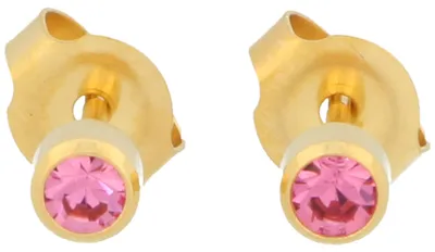Produktbild von Erstohrstecker Chirurgenstahl vergoldet 4mm Sterile Ohrstecker Zarge mit Stein i