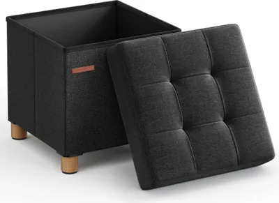 Produktbild von SONGMICS Sitzhocker, 37L, klappbare Sitztruhe, Aufbewahrungsbox, Schwarz