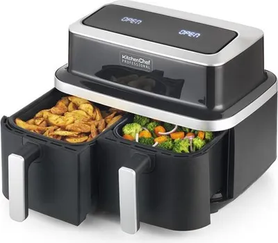 Immagine prodotto di Friggitrice ad aria doppia da 2600 w, nera Kitchen chef KCPFR84-AIRDUO