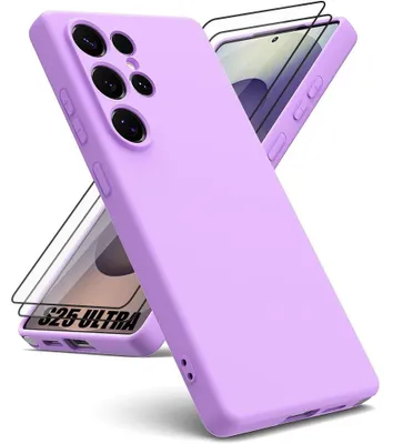 Image de Coque + 2 Verres Trempés pour Samsung Galaxy S25 Ultra - Protection Silicone Liquide Doux Anti-Rayures Violet