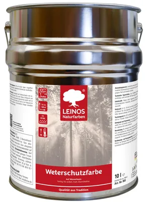 Produktbild von LEINOS Wetterschutzfarbe Aqua Maisgelb 10 l für Holz außen, lösemittelfrei
