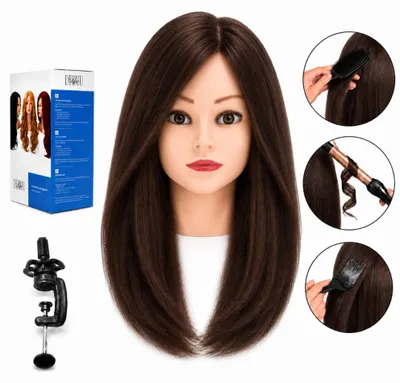 Image de Tête à coiffer Ela cheveux naturels 40 cm avec trépied – Idéale pour formation et apprentissage coiffure