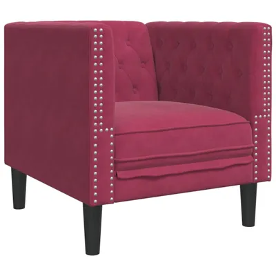 Image de Fauteuil Chesterfield rouge bordeaux velours