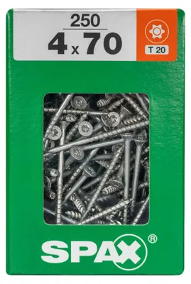 Produktbild von SPAX Universalschraube, Teilgewinde, Senkkopf, T-STAR plus T20, 4CUT, WIROX, 4 x 70 mm, 250 Stück