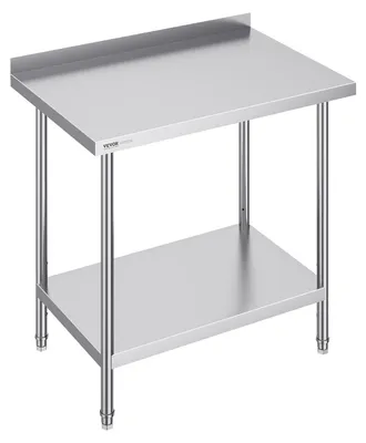 Image de Table de travail en acier inoxydable - Banc de travail - Table en inox - Table de cuisine - Table de rangement - Construction robuste en acier inoxydable