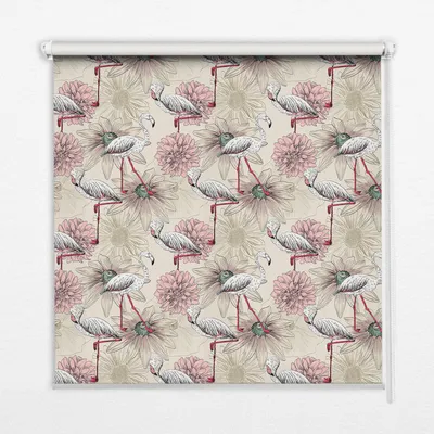 Produktbild von Seitenzug-Rollo Fensterrollo Jalousie - Thermo-Rollo Verdunkelungsrollo - 130x140 cm - Weiße Flamingos