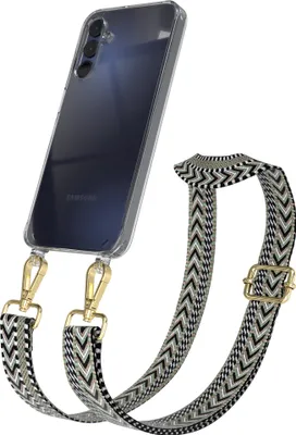 Produktbild von EAZY CASE Handykette - Verstellbarer Trageriemen kompatibel mit Samsung Galaxy A15, Handykordel mit transparenter Silikon-Hülle, Band in Grün