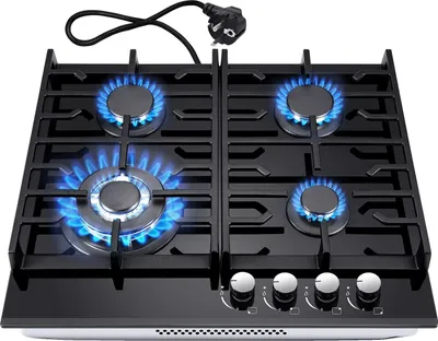 Obrázek produktu pro Sklokeramická vestavná plynová varná deska, 4 varné zóny, elektronické zapalování, kompaktní design