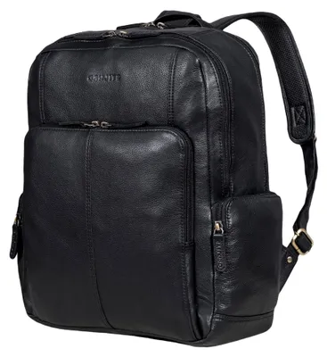 Produktbild von Eleganter Laptoprucksack aus Leder 15,6 Zoll Business Tasche für Herren und Damen Vintage Tagesrucksack Echtleder Farbe: schwarz