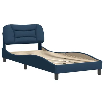 Image de Cadre de lit sans matelas Hvar bleu 90x200 cm tissu