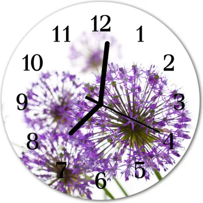 Produktbild von Glasuhr Wanduhr Küchenuhr Echt-Glas 30fi cm Blume violett