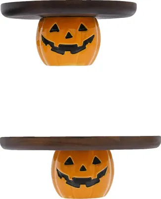 Image de Présentoir à gâteaux, design élégant, bois d'acacia durable, orange