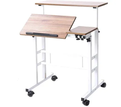 Productafbeelding van Sogesfurniture Mobiele Computertafel met 4 Wielen - Ruimtebesparend voor Thuis en Kantoor