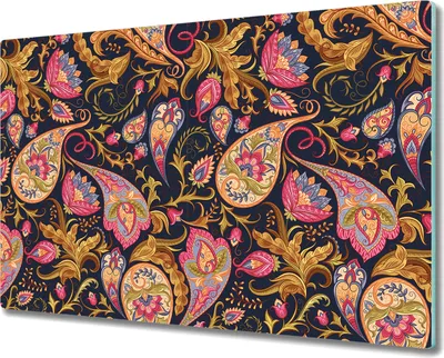 Produktbild von Glas-Herdabdeckplatte Glaskeramikkochfeld-Abdeckung Spritzschutz - 80x52 cm - Paisley Buntes Rosa