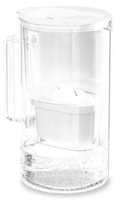 Wasserfilterkanne aus Glas, 2 l, mit LED-Indikator, Weiß