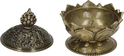 Immagine prodotto di Bruciatore di incenso Lotus, stile vintage, a forma di fiore, supporto in lega per la decorazione della casa, bronzo