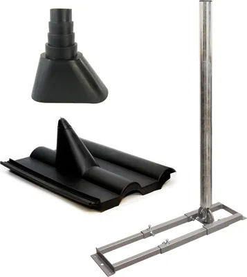 Produktbild von SkyRevolt SAT Dachsparrenhalter 1m Mast 60mm Stahl Sparrenhalter Frankfurter Dachabdeckung Manschette schwarz