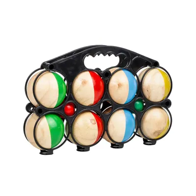 Produktbild von Boule Set Holz: 8 Kugeln, 2 Zielbälle, Korb