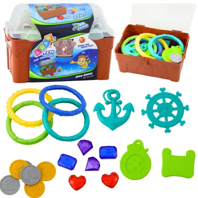 Produktbild von Schatztruhen-Set für Tauch- und Wasserspaß Braun 21-tlg.