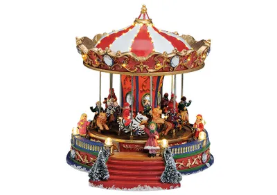 Produktbild von Winterliches Nostalgisches Karussel mit Licht, Bewegung und Musik Wurm -  21 cm breit, 24 cm tief, 23 cm hoch