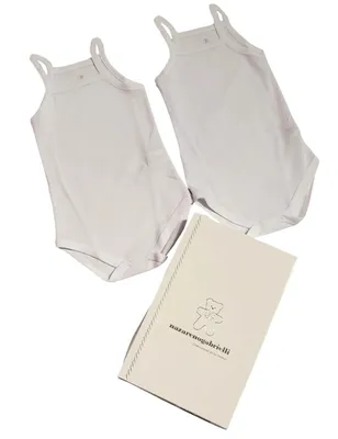 Produktbild von 2er-Set Baby Träger Bodys Gr. 68 6 Monate Baumwolle Weiß Taufkleid Taufe