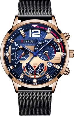 Produktbild von Deyros EL-25952 Uhr - Schwarz/Golden rosa/Blau KP25952