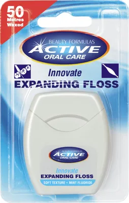 Zdjęcie produktu dla Active Oral Care Nić dentystyczna miętowa pęczniejąca z fluorem, 50 m