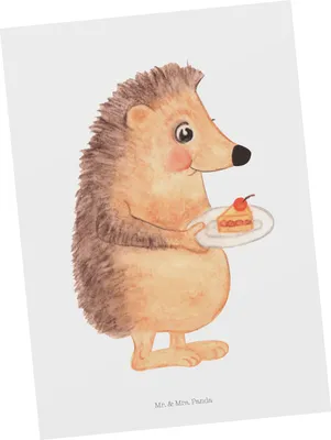 Produktbild von Mr. & Mrs. Panda Ansichtskarte Igel Kuchenstück - Weiß - Geschenk, Ansichtskarten, Grußkarte, Geburtstagskuchen, Kuchen, Einladung Party, Torte, Postkarten, Kunstkarten