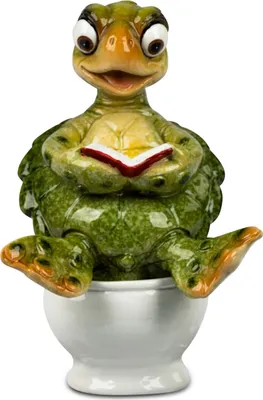 Produktbild von Dekofigur Schildkröten Harry grün auf Toilette H. 11cm Formano